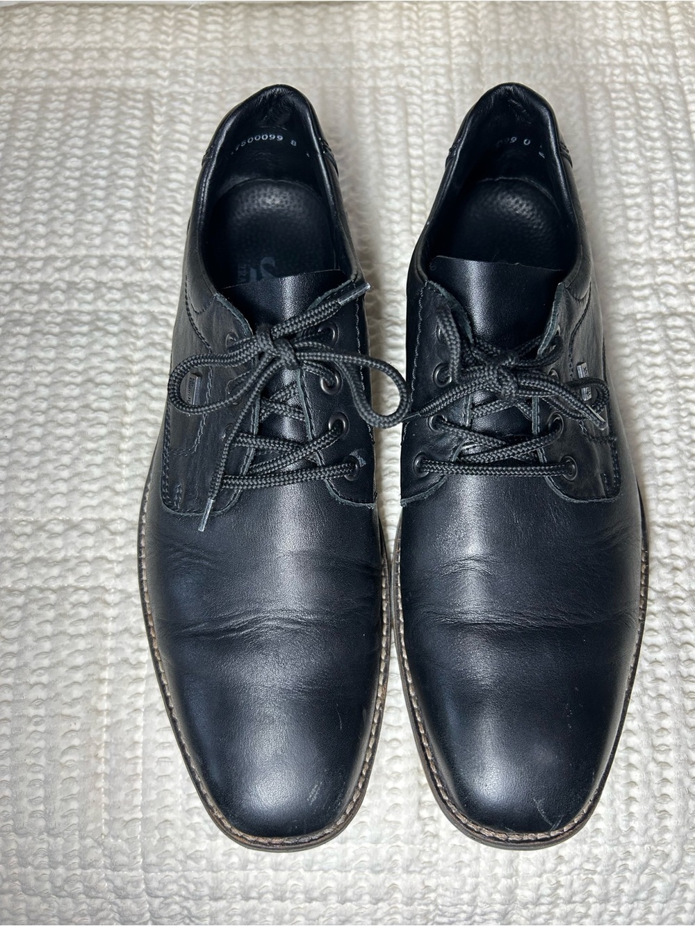 Rieker Men's Black Leather Derby Lace-Up Shoes